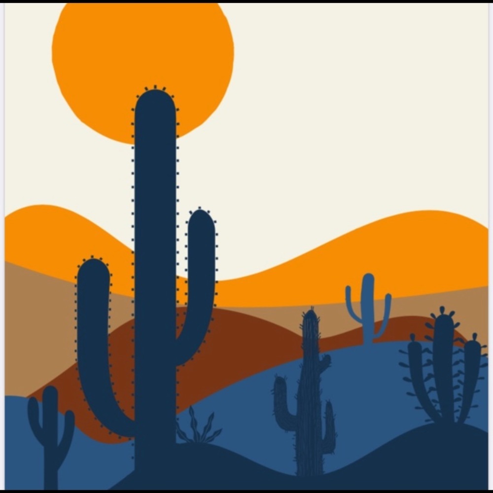 Mid century modern desert cactus sunset art print - Picture 3 of 4